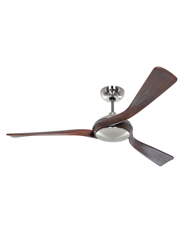 ventilador cromado con aspas nogal Casafan con mando a distancia