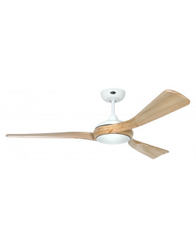 ventilador motor blanco y aspas de madera casafan