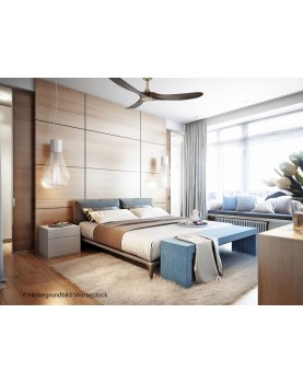 show room ventilador de techo aspas nogal