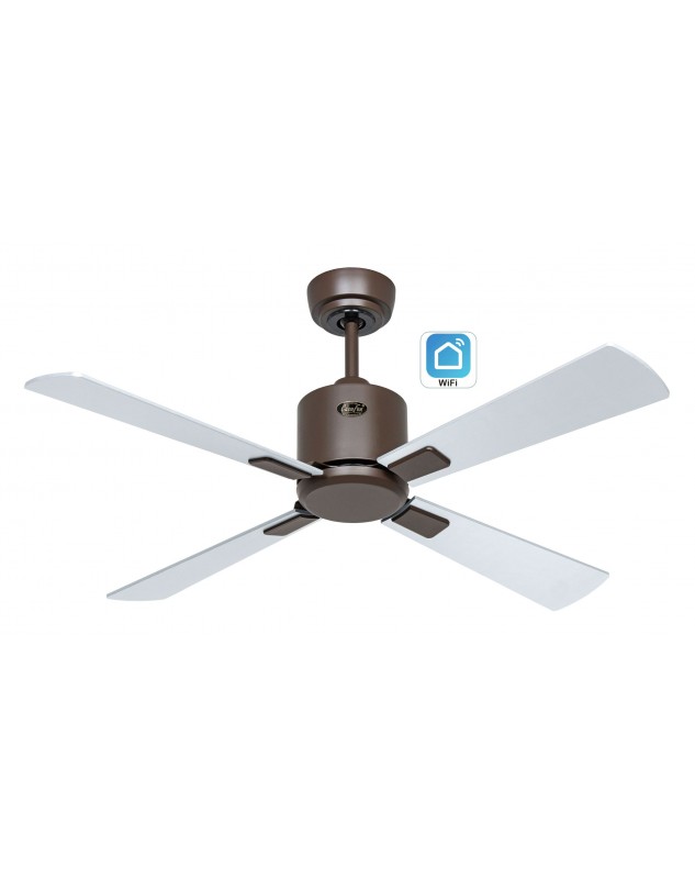 ventilador de techo con 4 aspas plateadas