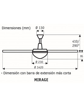 Esquema del ventilador de techo CasaFan 9313209 Mirage