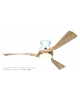 ventilador techo casafan DC con motor blanco y aspas madera clara