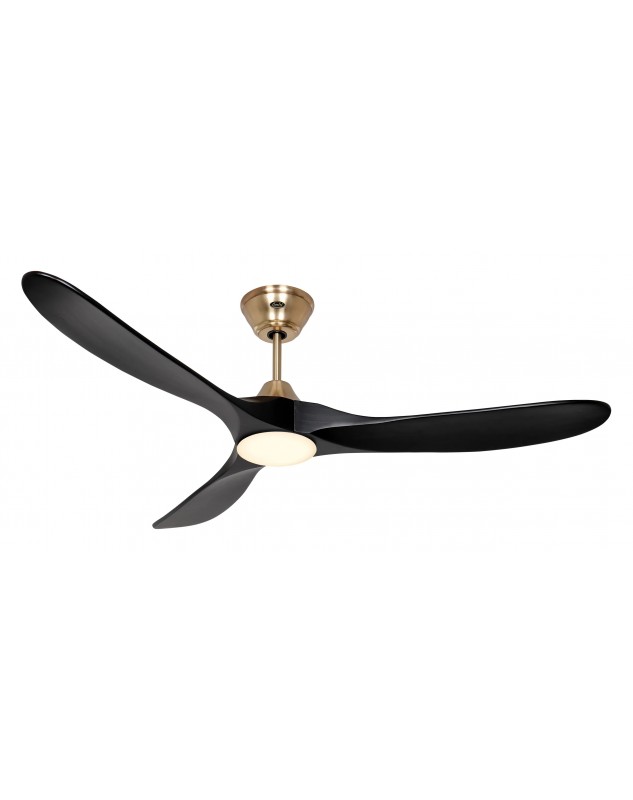 Ventilador de techo CasaFan 315277 ECO GENUINO-L con luz 152cm aspas negro motor latón cepillado