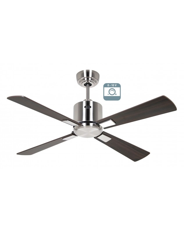 Ventilador de techo CasaFan 9421111 ECO NEO III 103cm motor cromo cepillado / aspas reversibles nogal y cerezo 0-10V