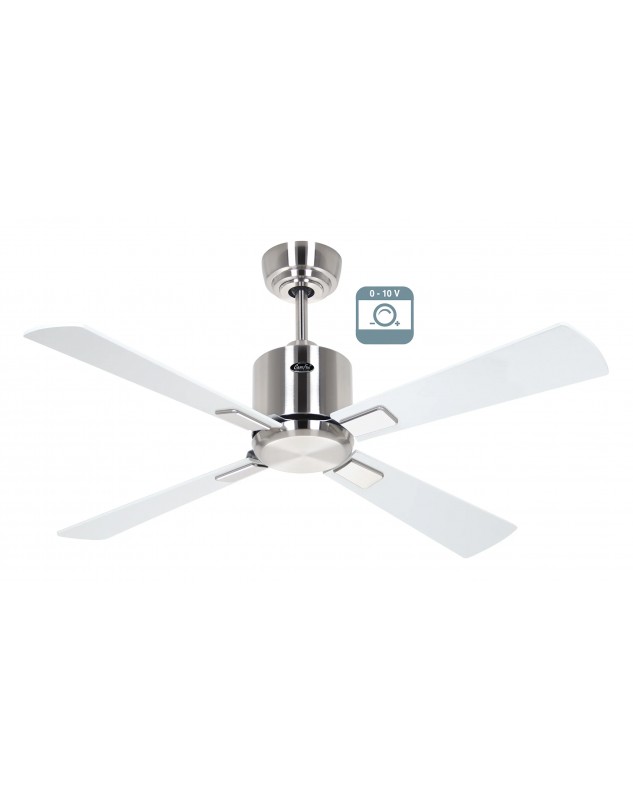 Ventilador de techo CasaFan 9421311 ECO NEO III 103cm motor cromo cepillado / aspas reversibles blanco y gris 0-10V