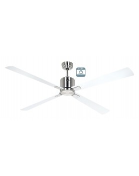 Ventilador de techo CasaFan ECO NEO III 152 BN-WE/LG 0 - 10 V motor cromo cepillado/aspas reversibles blanco y gris