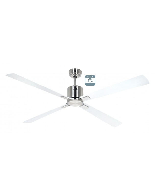 Ventilador de techo CasaFan ECO NEO III 152 BN-WE/LG 0 - 10 V motor cromo cepillado/aspas reversibles blanco y gris