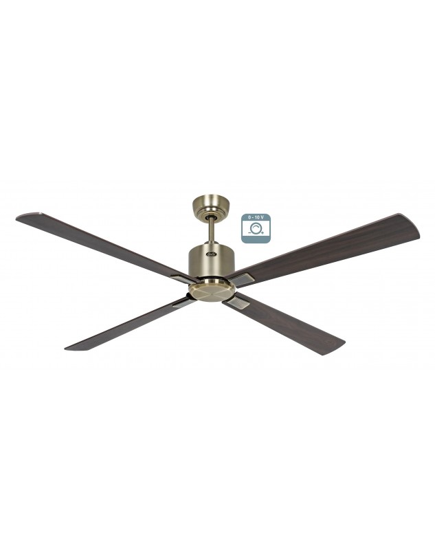 Ventilador de techo CasaFan ECO NEO III 152 MA-NB/KI 0 - 10 V motor latón antiguo/aspas reversibles nogal y cereza