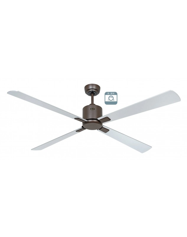 Ventilador de techo CasaFan ECO NEO III 152 BZ-WN/SI 0 - 10 V motor bronce/aspas reversibles wengué y plata