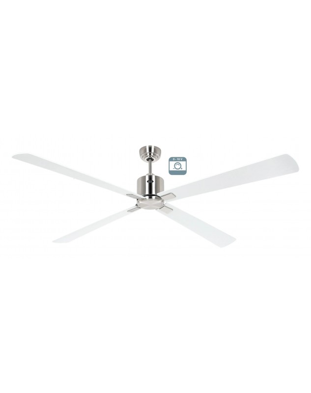 Ventilador de techo CasaFan ECO NEO III 180 BN-WE/LG 0 - 10 V motor cromo cepillado/aspas reversibles blanco y gris claro