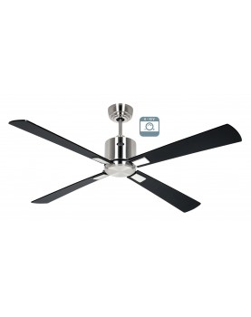 Ventilador de techo CasaFan ECO NEO III 132 BN-SW/TK 0 - 10 V motor cromo cepillado/aspas reversibles negro y teca