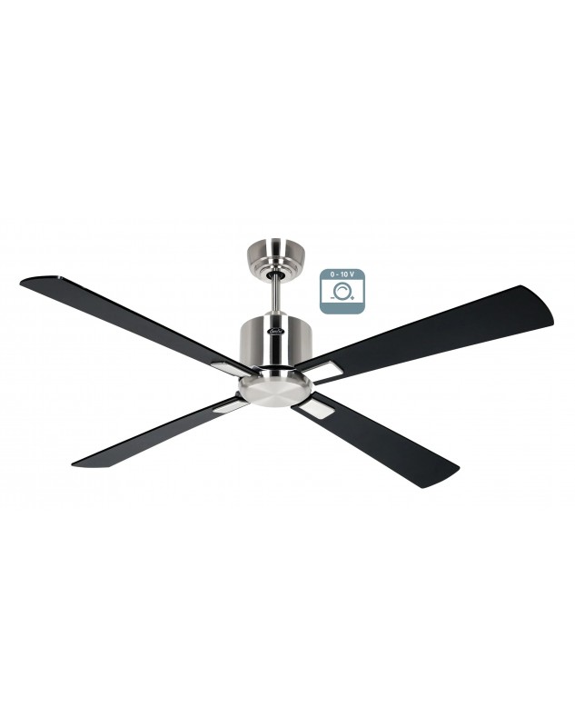 Ventilador de techo CasaFan ECO NEO III 132 BN-SW/TK 0 - 10 V motor cromo cepillado/aspas reversibles negro y teca