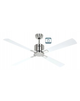 Ventilador de techo CasaFan ECO NEO III 132 BN-WE/LG 0 - 10 V motor cromo cepillado/aspas reversibles blanco y gris claro