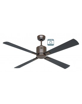 Ventilador de techo CasaFan ECO NEO III 132 BZ-SW/TK 0 - 10 V motor bronce/aspas reversibles negro y teca