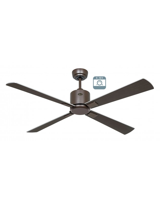 Ventilador de techo CasaFan ECO NEO III 132 BZ-WN/SI 0 - 10 V motor bronce/aspas reversibles wengué y plateado