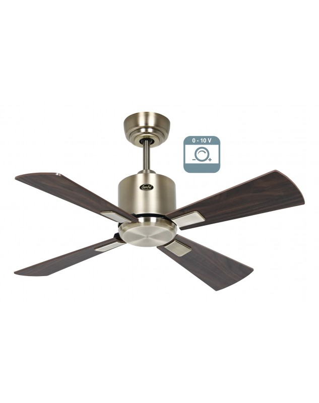Ventilador de techo CasaFan ECO NEO III 92 MA-NB/KI 0 - 10 V motor latón antiguo/aspas reversibles cerezo y nogal