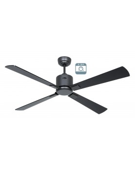 Ventilador de techo CasaFan ECO NEO III 132 BG-SW/TK 0 - 10 V motor gris basalto/aspas reversibles negro y teca