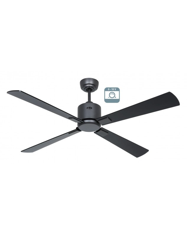 Ventilador de techo CasaFan ECO NEO III 132 BG-SW/TK 0 - 10 V motor gris basalto/aspas reversibles negro y teca