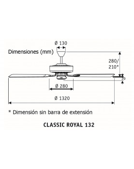 Ventilador de techo 513213 classic royal 132 sin luz