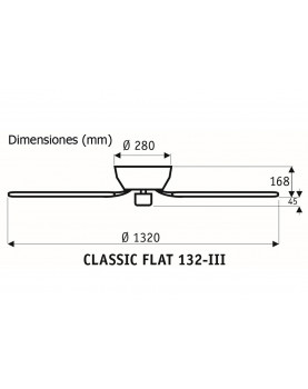Esquema del ventilador de techo 5132001 classic flat 132 para techos bajos