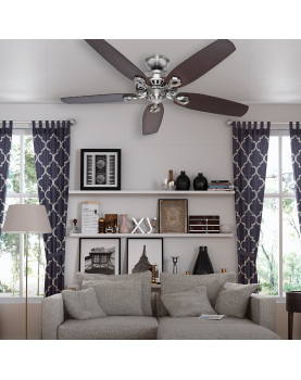 Ventilador de techo Hunter 50566 Builder Elite 132 color cromo pulido estilo clasico y decorativo