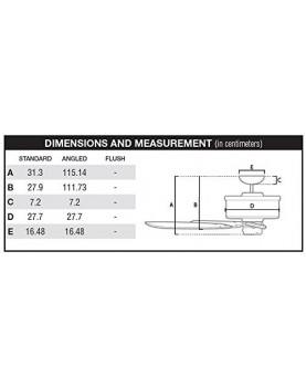 Ventilador de techo Hunter 50566 Builder Elite 132 la dimensión