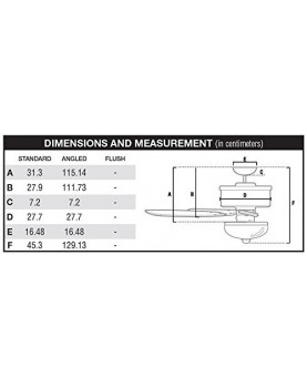 Ventilador de techo Hunter 50570 Builder Deluxe 132 la dimensión