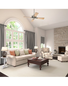 Ventilador de techo Hunter Bayport 107 color cromo satinado estilo clasico y decorativo