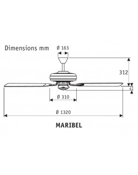 Esquema del ventilador de techo para exterior IPX3 Hunter 50555