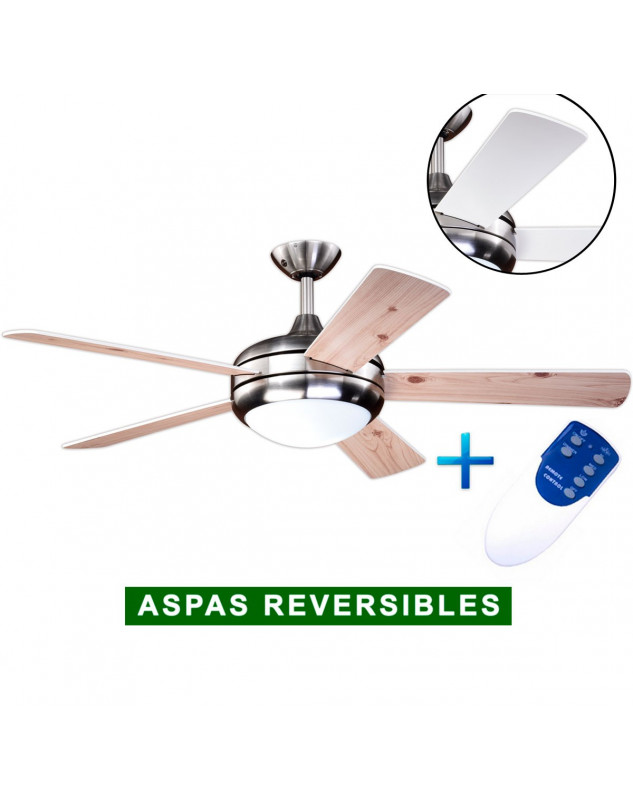 Ventilador de techo con luz AireRyder FN75537 blanco Pino/ níquel satinado
