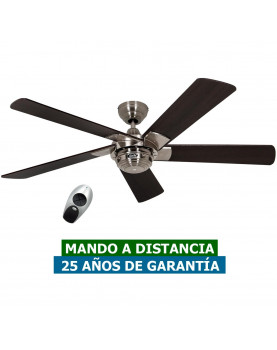Ventilador de techo CasaFan 9513265 Rotary 132 color cromo satinado y aspas wengué