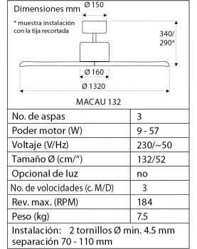 equema del abanico de techo aspas de madera