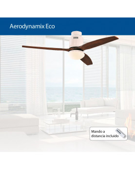 abanico para el techo AERODYNAMIX con motor de cosumo mínimo. Bajo consumo