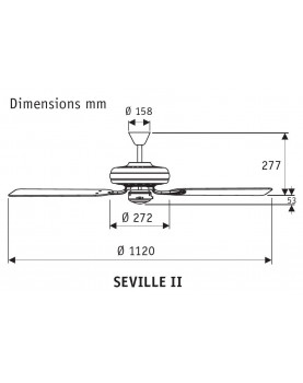 esquema del ventilador para techo Hunter Seville II