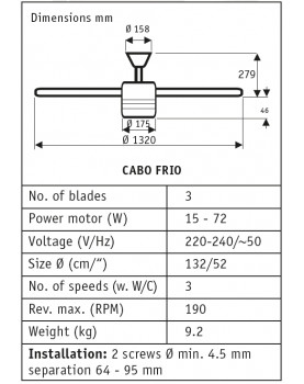 esquema del ventilador para techo Hunter Cabo frío