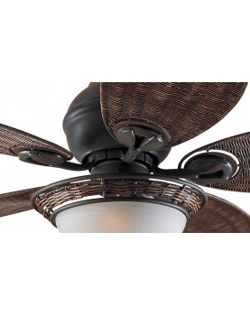 ventialdor techo con aspas de palmera estilo tropical