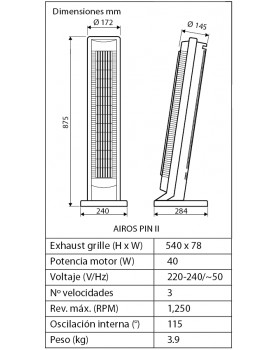esquema del ventilador de torre  AIROS PIN II