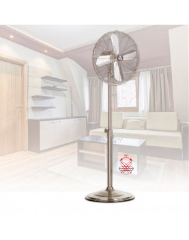 ventilador de pie cromado con el cabezal movible