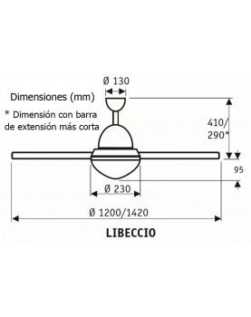 Esquena ventilador de techo con luz CasaFan Libeccio