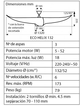 esquema del Ventilador de techo con luz 313254