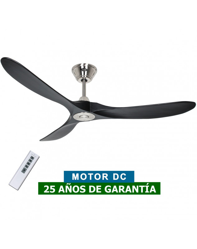 Ventilador de techo con aspas negras y motor cepillado Eco Genuino de 152cm