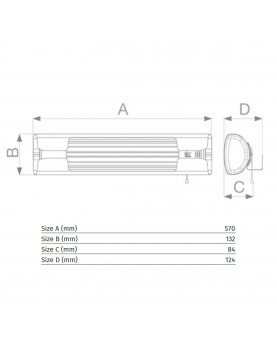 esquema del Calefactor por infrarrojo Vortice