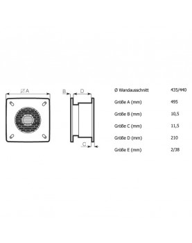 dimensiones del extractor de pared vortice 12613 vario