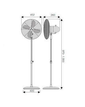 esquema del Ventilador de pie CasaFan 304072 SATIN METAL BREEZE II