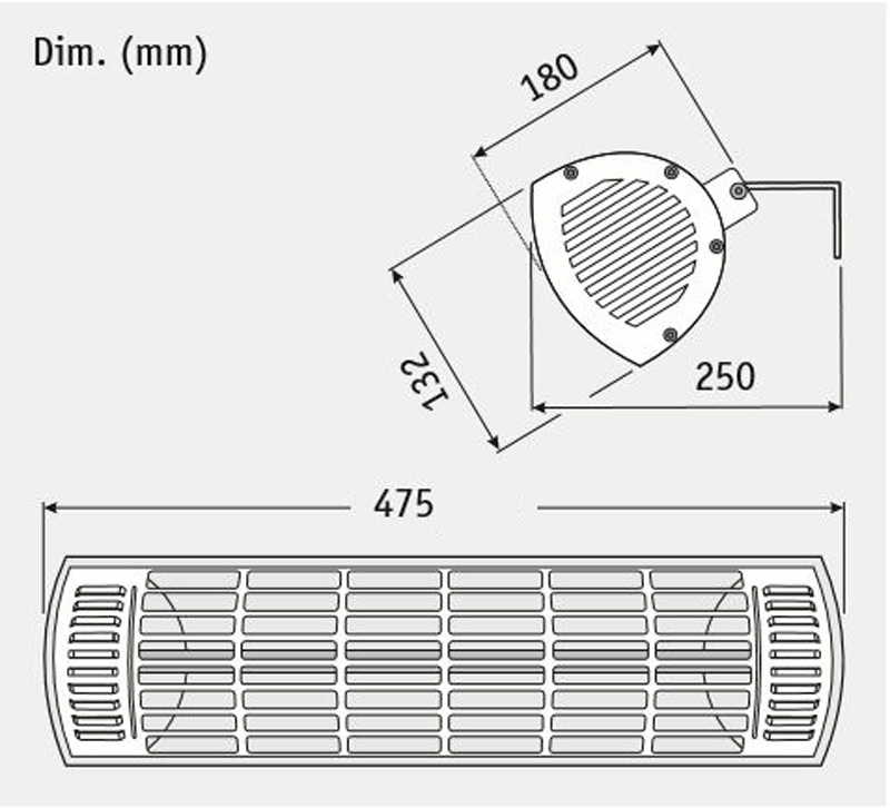 Dimensiones del calefactor para exteriores CasaFan 70025
