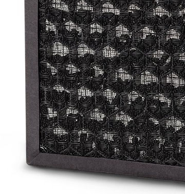 Vista de cerca del filtro de carbón para el purificador y humidificador 2 en 1 Comedes Hildergar