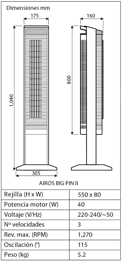 Ventilador de pie CasaFan 67540 AIROS  BIG PIN II