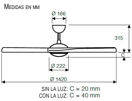 Esquema ventilador de techo CasaFan 922511 Eco Neo II 103 Esquema ventilador de techo CasaFan Eco Pallas