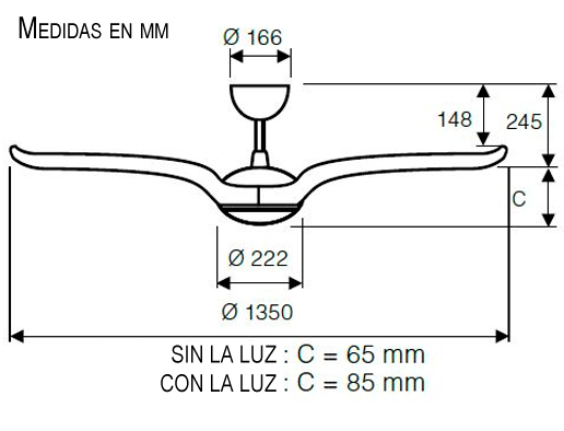 Esquema ventilador de techo CasaFan Eco Volare