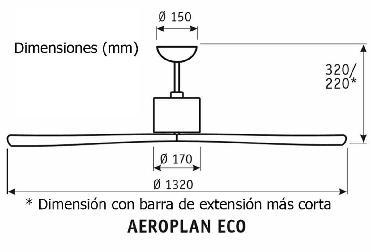 Esquema ventilador de techo CasaFan 313247 Aeroplan Eco